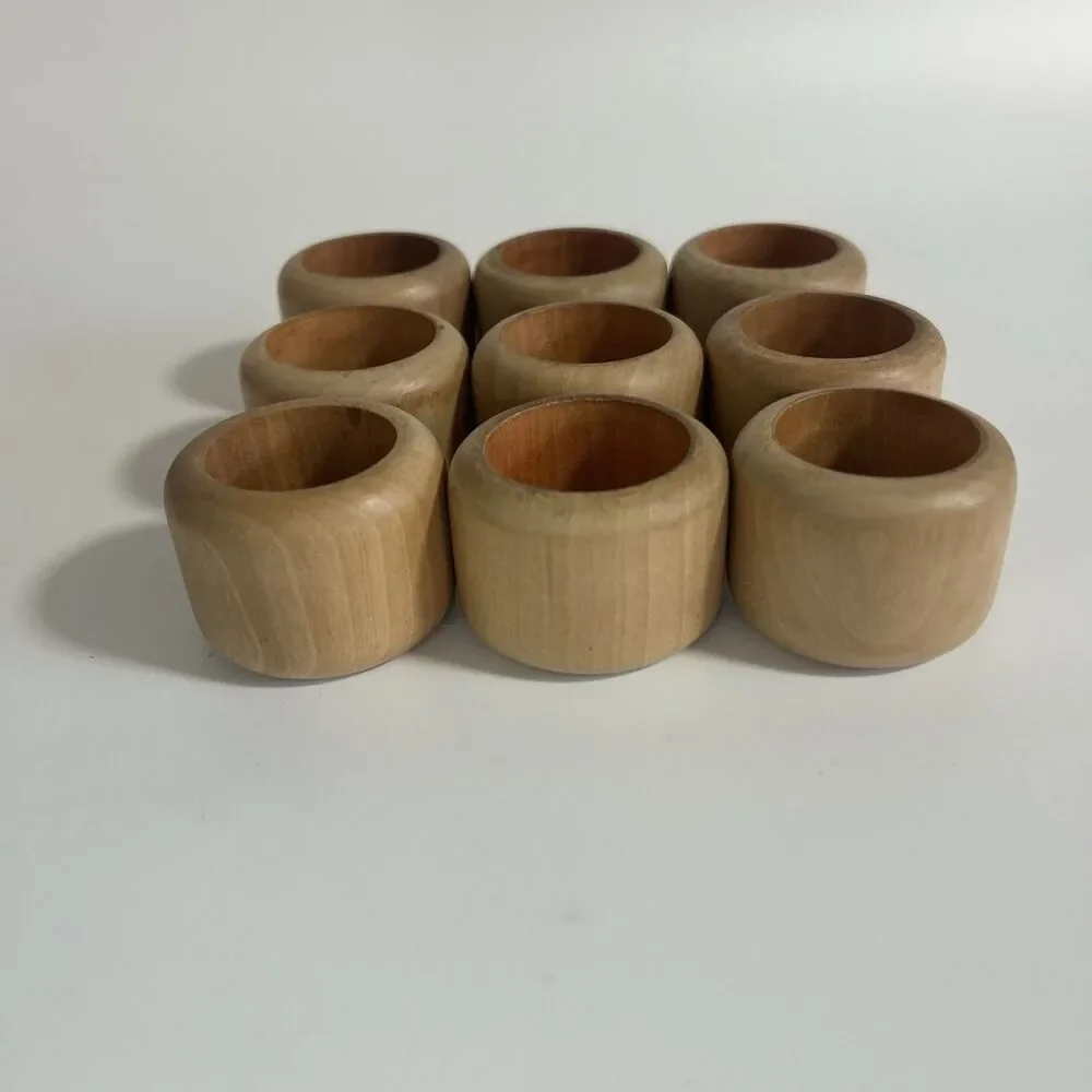 Wooden Napkin-Linen-Textile Rings & Holders-Modern Rustic  Set of 9